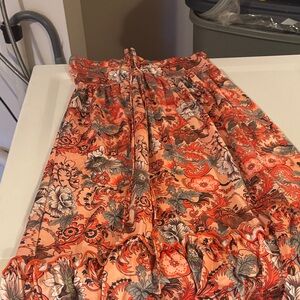 Orange and brown halter dress 70s style, please note fit smaller in the bust